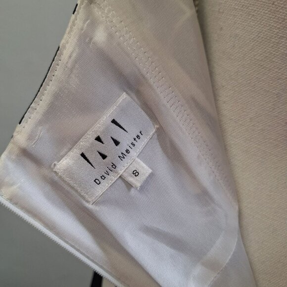 Vintage David Meister Dress Halter Womens 8 Gown Black White Zip Back USA Made - Picture 6 of 11